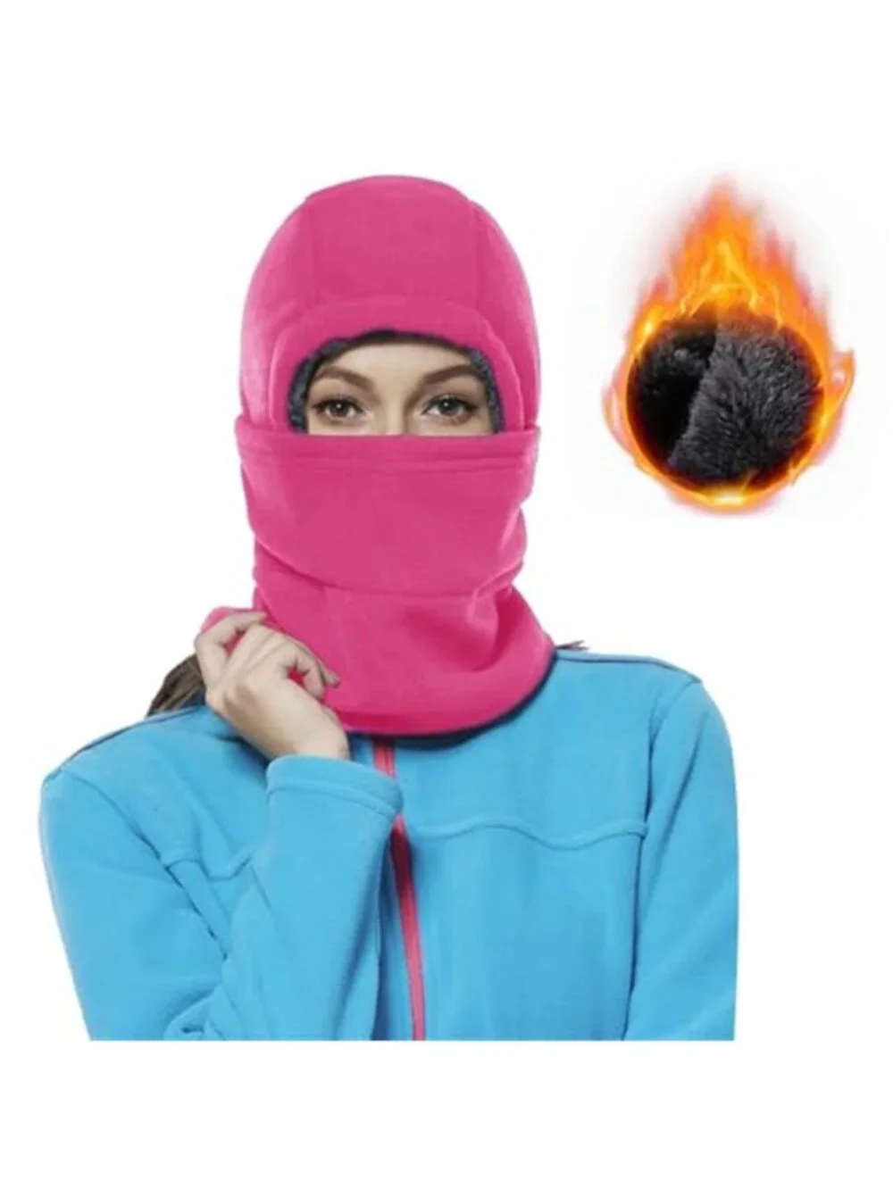 Women's Sherpa Hood Ski Mask Winter Balaclava Windproof Hooded Scarf